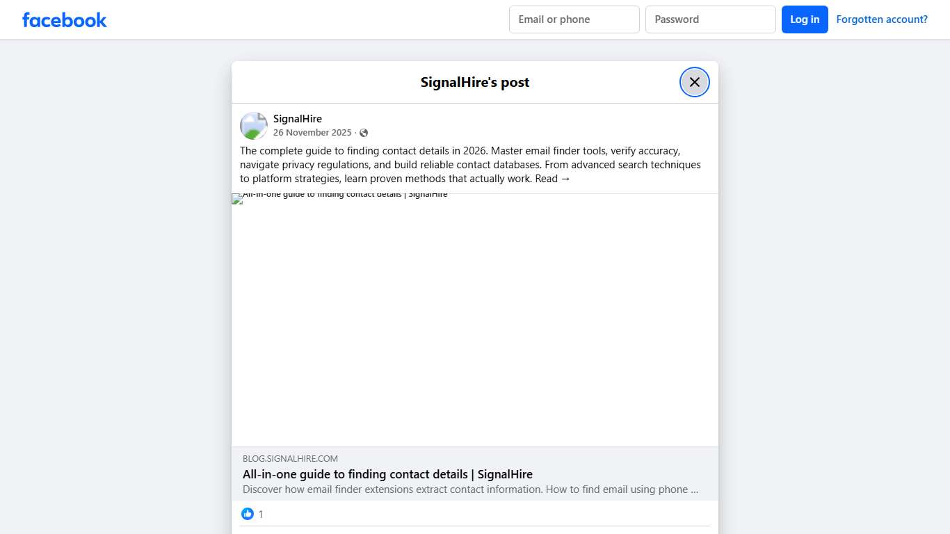 SignalHire - The complete guide to finding contact details... Facebook